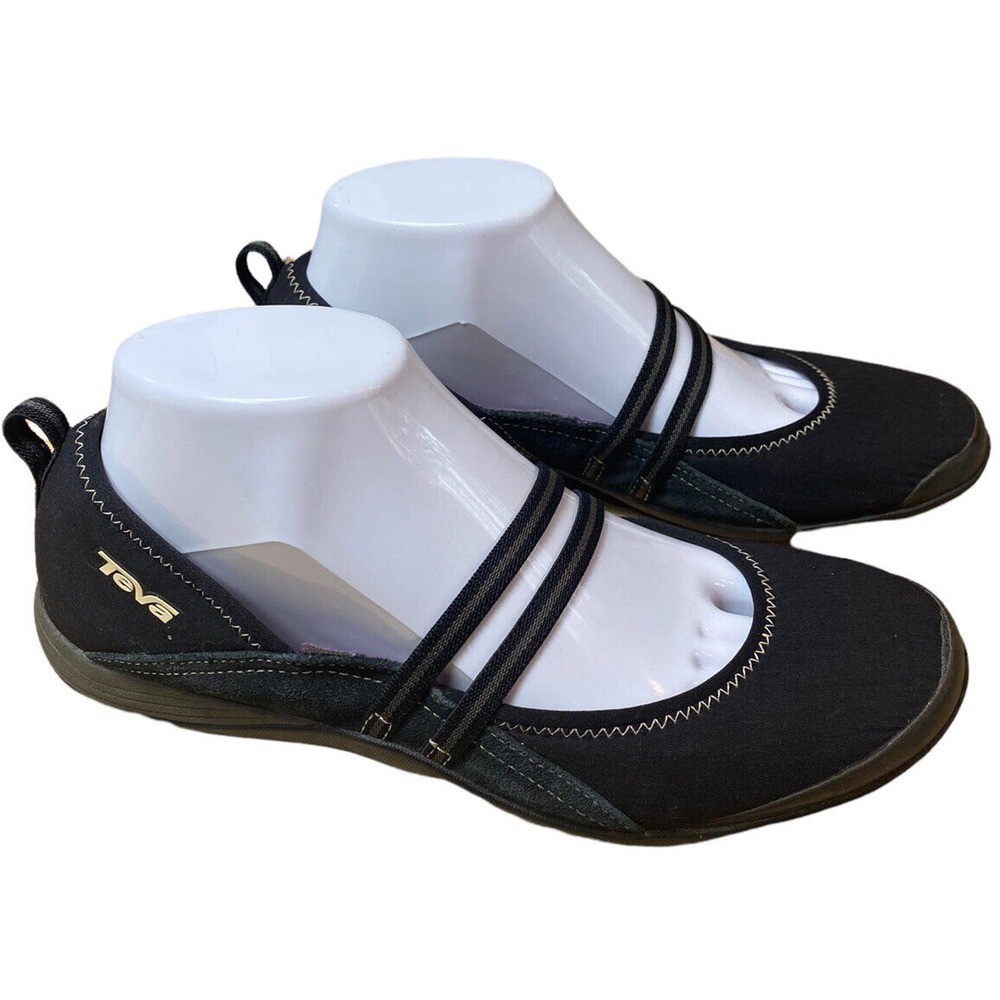Teva Women's Size 8 Black Double Stretch Strap Mary Jane ‘Koral’ Slip On Flats